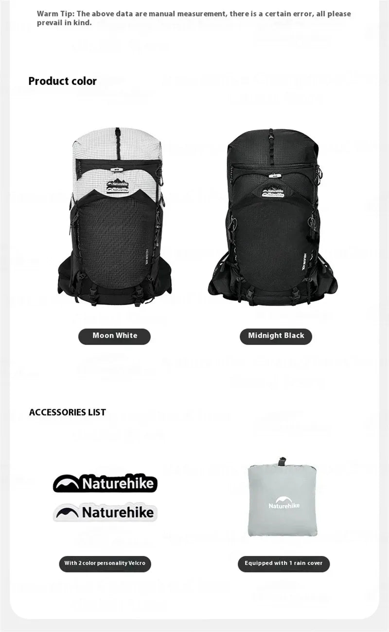 Naturehike 40L Ergonomic Camping Backpack Large Capacity Men's Hiking Backpack with Rain Cover Outdoor Travel Hiking Backpack