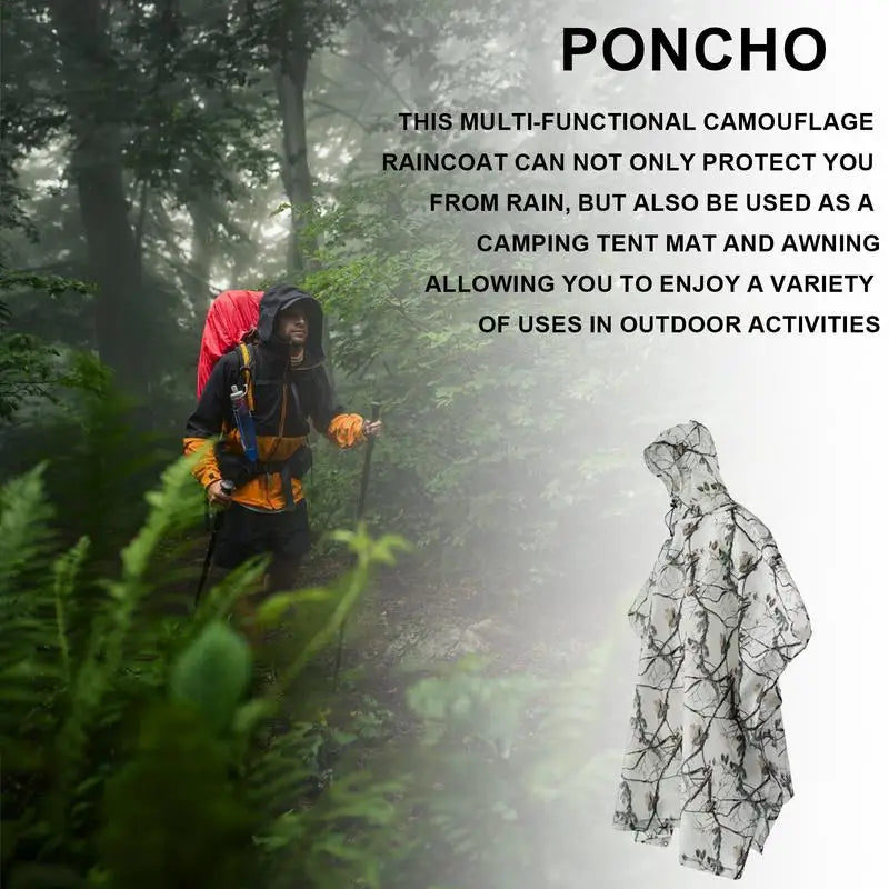 3 In 1 Raincoat Backpack Rain Cover Rain Coat Hood Hiking Cycling Rain Cover Poncho Raincoat Waterproof Outdoor Camping Tent Mat