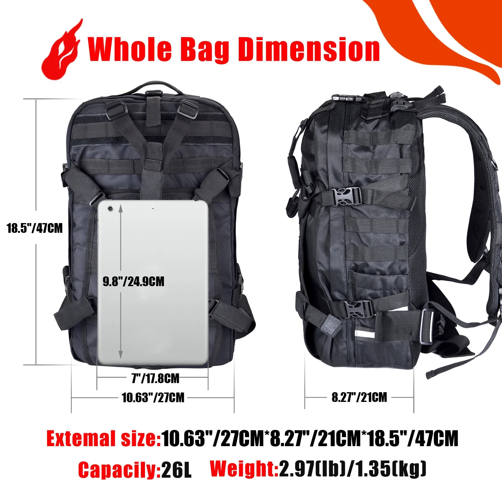 Motorcycle Helmet Backpack Waterproof Large Capacity for Riders Military Molle Systerm Riding Hiking Camping Cycling Accessories