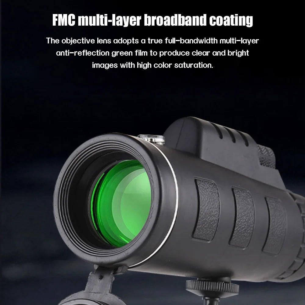80x100 HD ZOOM Powerful Monocular Telescope Portable Binoculars Long Range Telescope Hunting Camping With Tripod Phone Clip