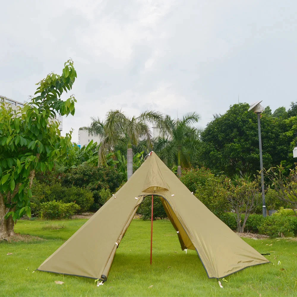 AeroPeak Silnylon Pyramid Tent – Ultralight Rodless Shelter for 3–4 People