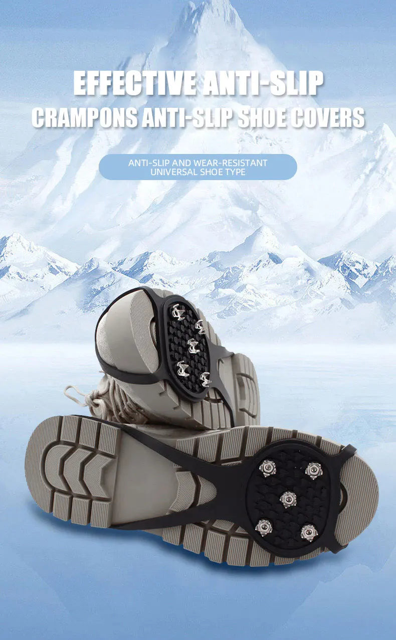1 pair 5 Studs Anti-Skid Ice Snow Camping Walking Hiking Shoes Winter Safety Boots Universal Professional Climbing Crampons