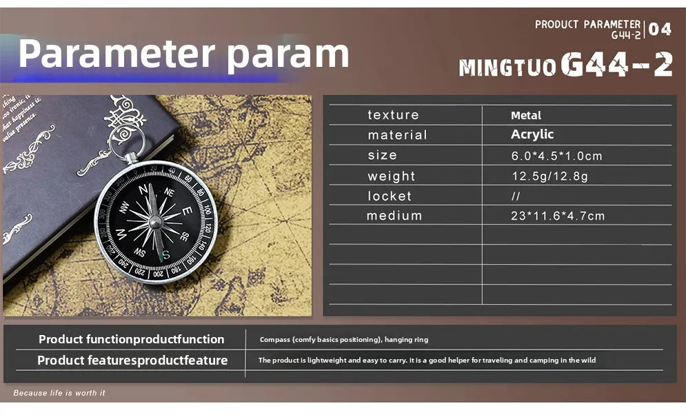 Outdoor Mountaineering Compass, Survival Equipment, Multifunctional Nautical Compass, Wild Survival Portable Compass