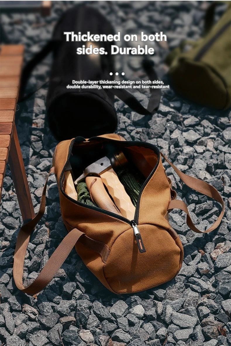 Camping Tent Ground Nail Bag Cylindrical Storage Backpack Portable Miscellaneous Pouch Outdoor Storage Toolkit Hiking Accessorie