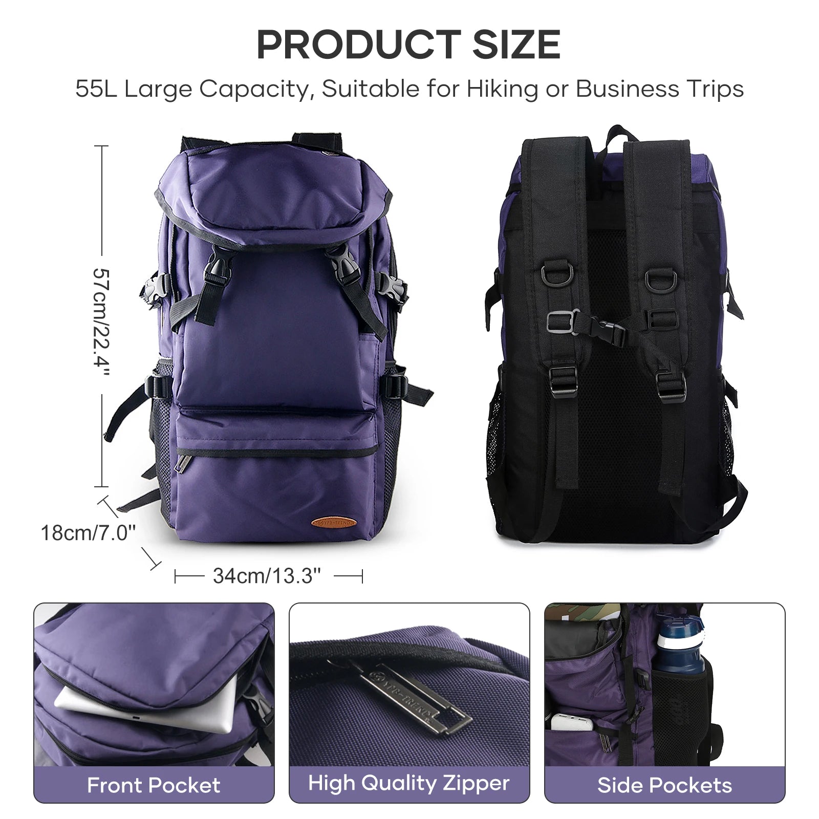 50L Hiking Travel Backpack, Waterproof Lightweight Daypack for Outdoor Sport Climbing Trekking Camping Backpack for Men Women