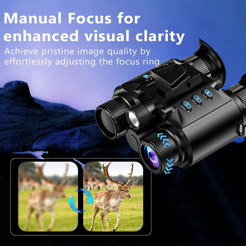 4K Night Vision Binoculars Goggles Head Mounted 8x Digital Zoom Telescope Infrared Tactical Flashlight Helmet Camping Hunting