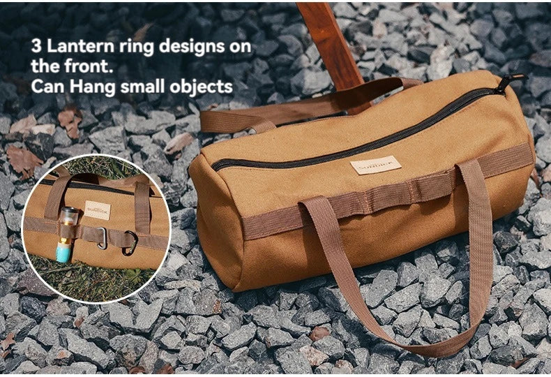 Camping Tent Ground Nail Bag Cylindrical Storage Backpack Portable Miscellaneous Pouch Outdoor Storage Toolkit Hiking Accessorie