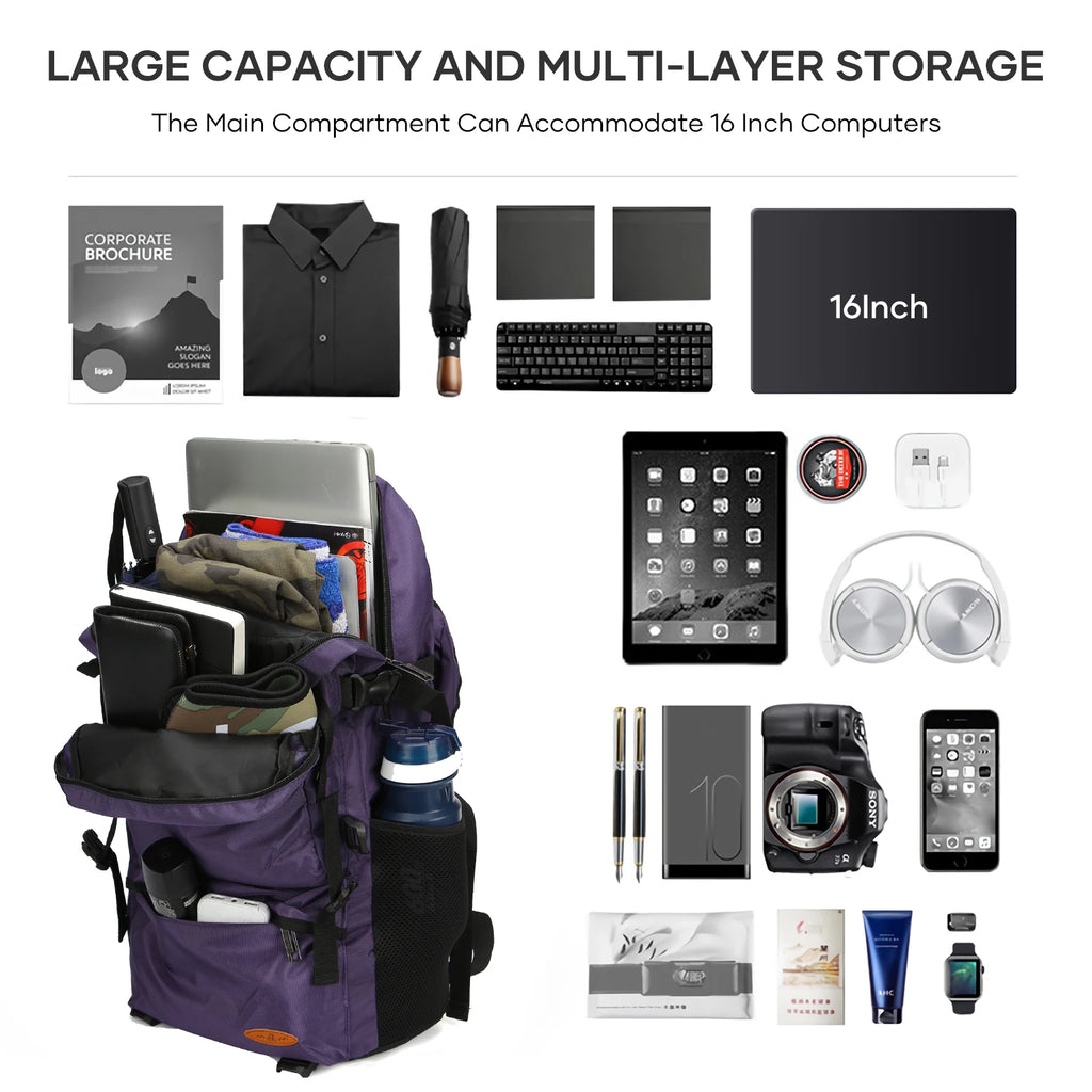 50L Hiking Travel Backpack, Waterproof Lightweight Daypack for Outdoor Sport Climbing Trekking Camping Backpack for Men Women