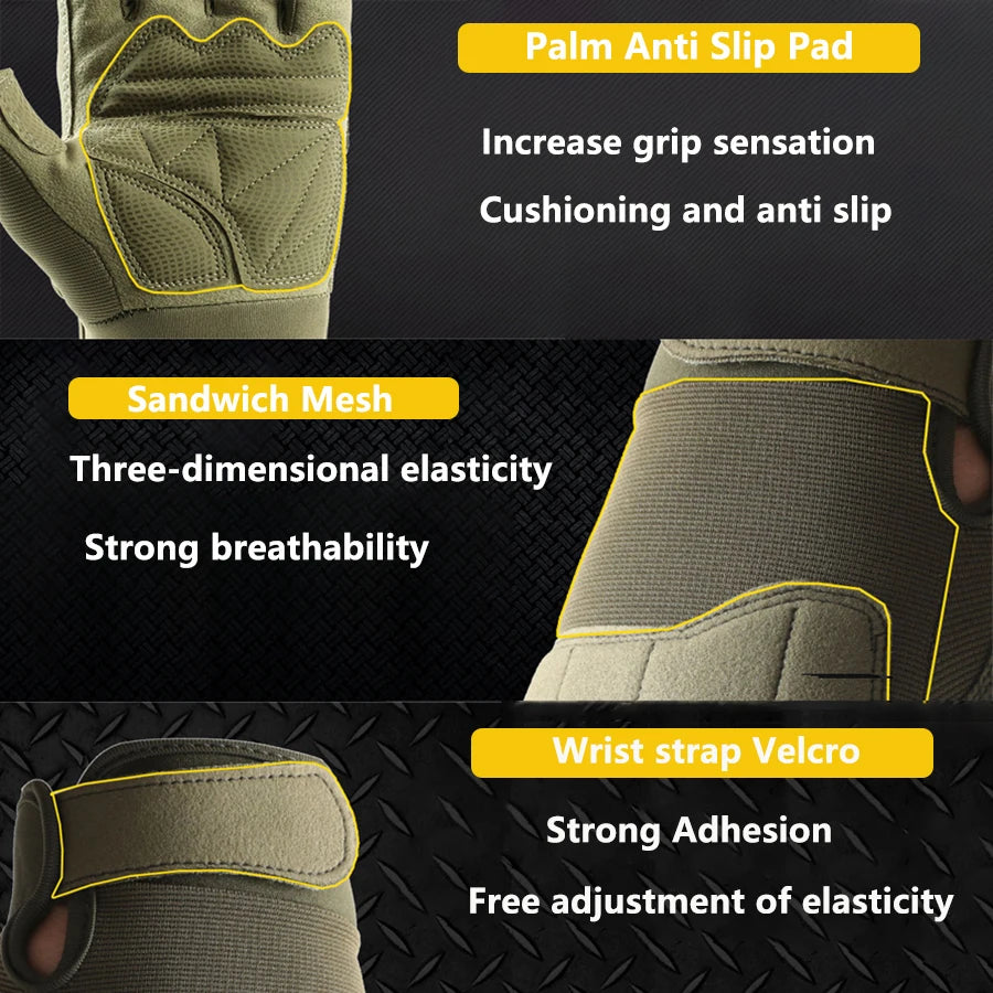 Tactical Gloves for Men, Touchscreen Motorcycle for Outdoor Sports Cycling Airsoft Paintball Hunting Hiking Camping Climbing