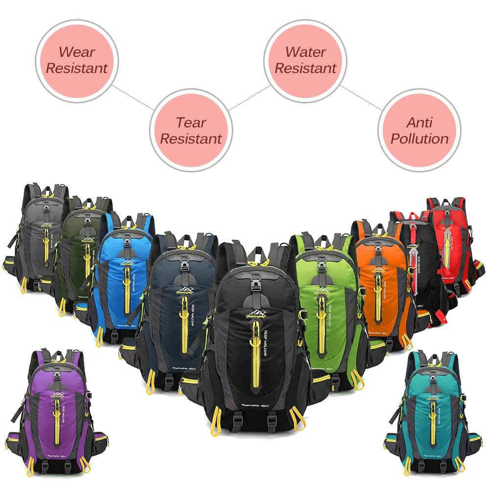 Cycle Climb 40L Water Resistant Travel Backpack Camp Hike Laptop Daypack Trekking Climb Back Bags For Outdoor  Men Women