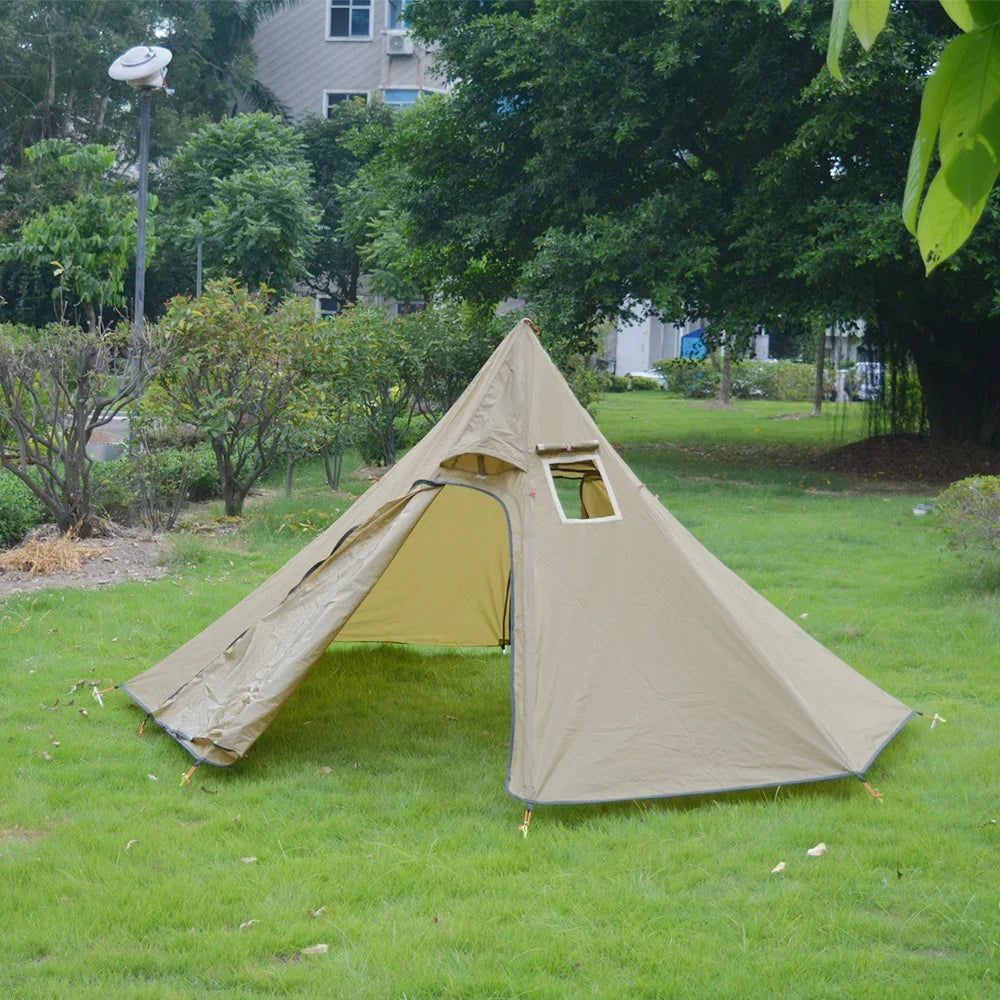 AeroPeak Silnylon Pyramid Tent – Ultralight Rodless Shelter for 3–4 People