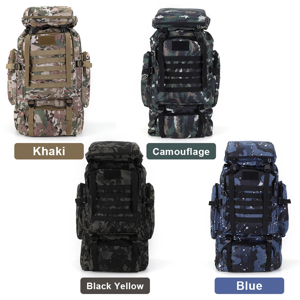 80L Mountaineering Backpack – 600D Oxford Cloth Trekking Rucksack with Multiple Pockets