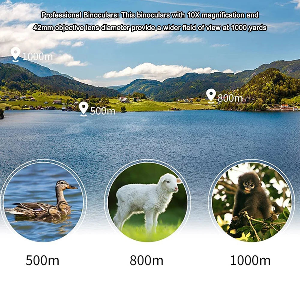 Handheld Portable Binoculars Telescopes 10X Magnify Powerful Binoculars Outdoor Sports Hunting Travelling Boating Birds Watching