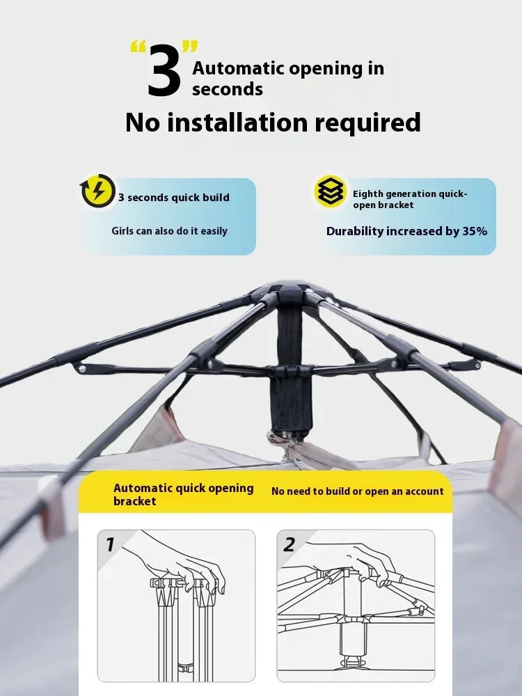 MOUNTAINHIKER Outdoor Tent – Fully Automatic, Quick-Opening, Rainproof & Sun-Resistant (3-4 Person)