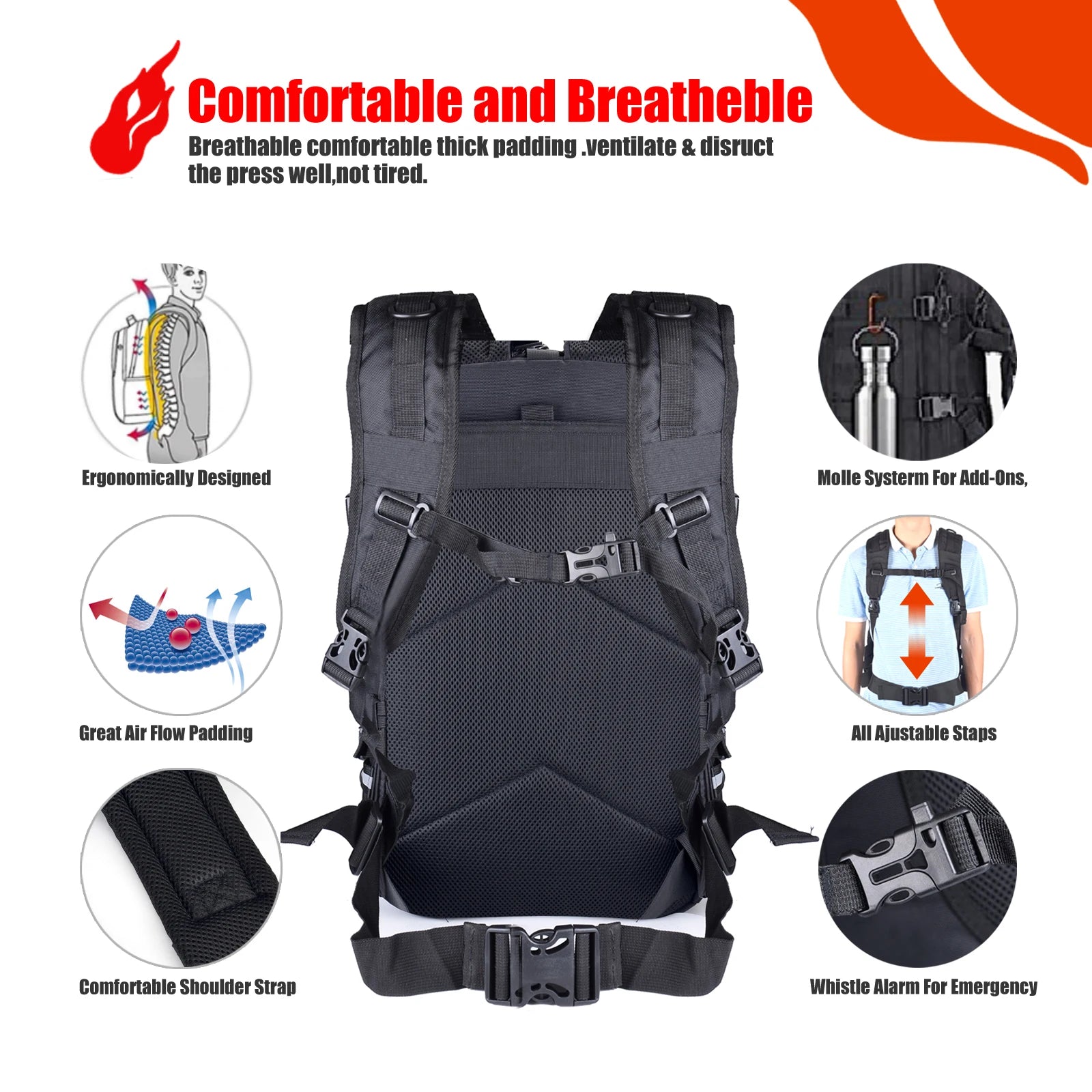 Motorcycle Helmet Backpack Waterproof Large Capacity for Riders Military Molle Systerm Riding Hiking Camping Cycling Accessories