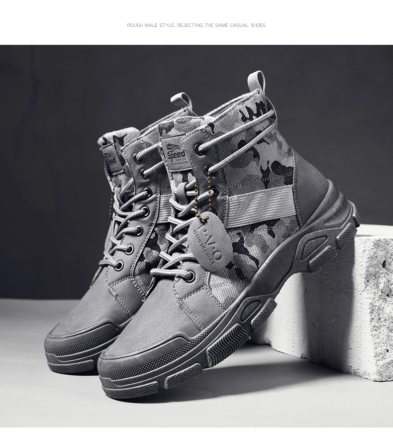 Men’s Hiking Combat Boots – Anti-Slip, Wear-Resistant, Camouflage Outdoor Footwear