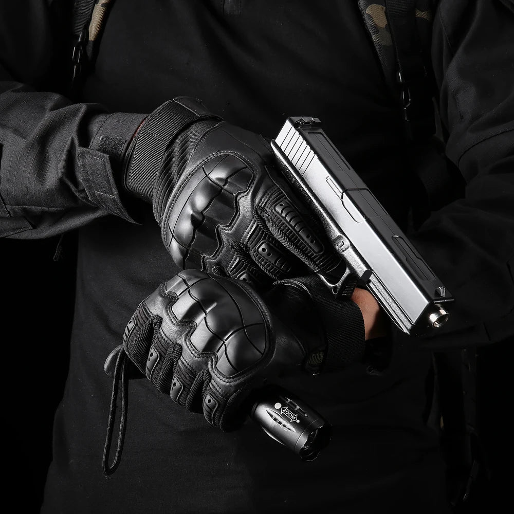 Tactical Gloves Touch Screen PU Leather Outdoor Cycling Sport Hiking Camping Hunting Shooting Bicycle Motorcycle Protective Gear