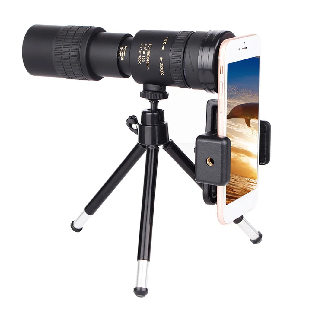Military Metal 10-300x40 Zoom Len Spin Monoculars Professional Long Range Telescope Mobile Phone Photo Binoculars for Hunting