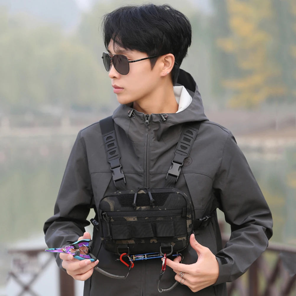 Fishing Chest Bag with Adjustable Straps Climbing Camping Backpack Large Capacity Travel Vest Backpack Outdoor Cycling Bag