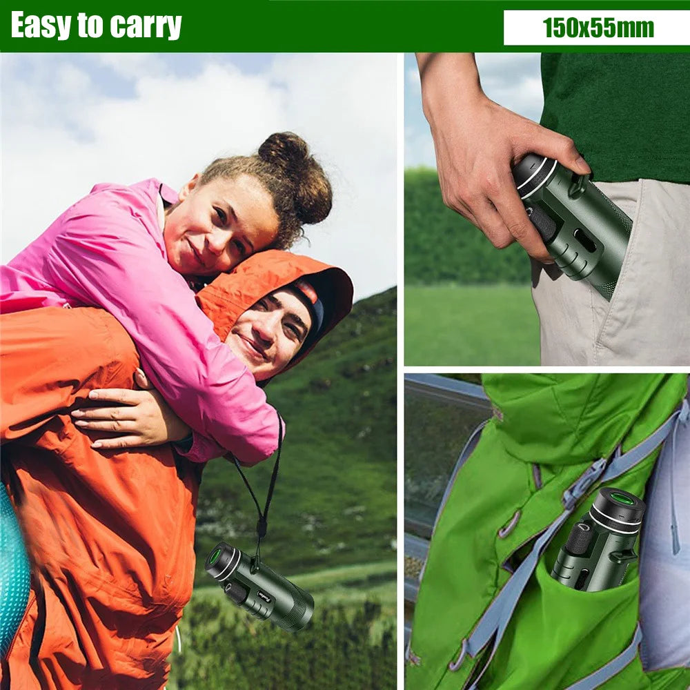 80x100 HD ZOOM Powerful Monocular Telescope Portable Binoculars Long Range Telescope Hunting Camping With Tripod Phone Clip