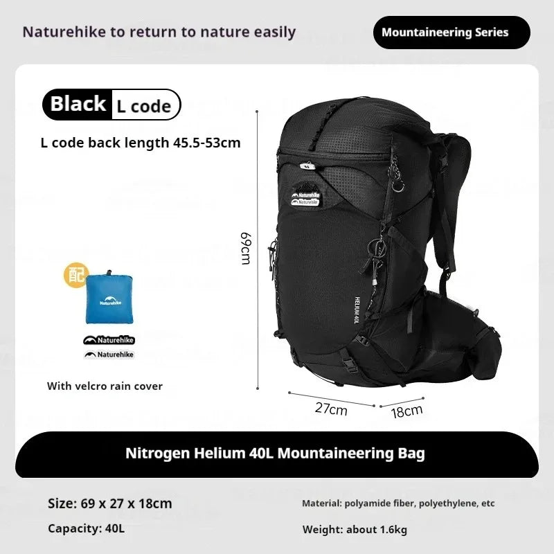 Naturehike 40L Ergonomic Camping Backpack Large Capacity Men's Hiking Backpack with Rain Cover Outdoor Travel Hiking Backpack