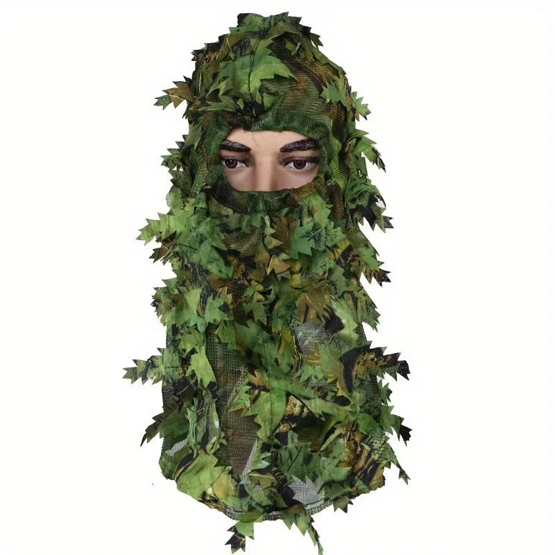 1pc 3D Camouflage Leafy Hat & Full Face Mask – Turkey Camo Hunting Gear