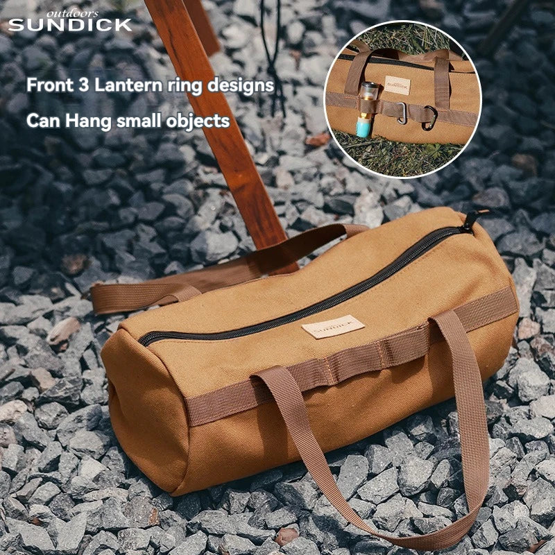 Camping Tent Ground Nail Bag Cylindrical Storage Backpack Portable Miscellaneous Pouch Outdoor Storage Toolkit Hiking Accessorie