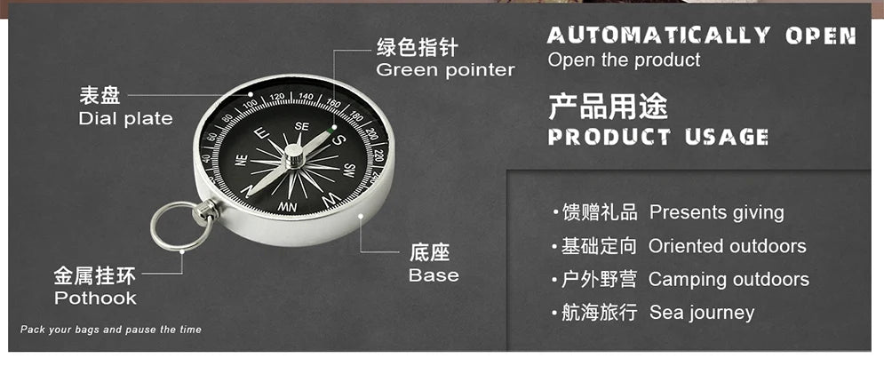 Outdoor Mountaineering Compass, Survival Equipment, Multifunctional Nautical Compass, Wild Survival Portable Compass