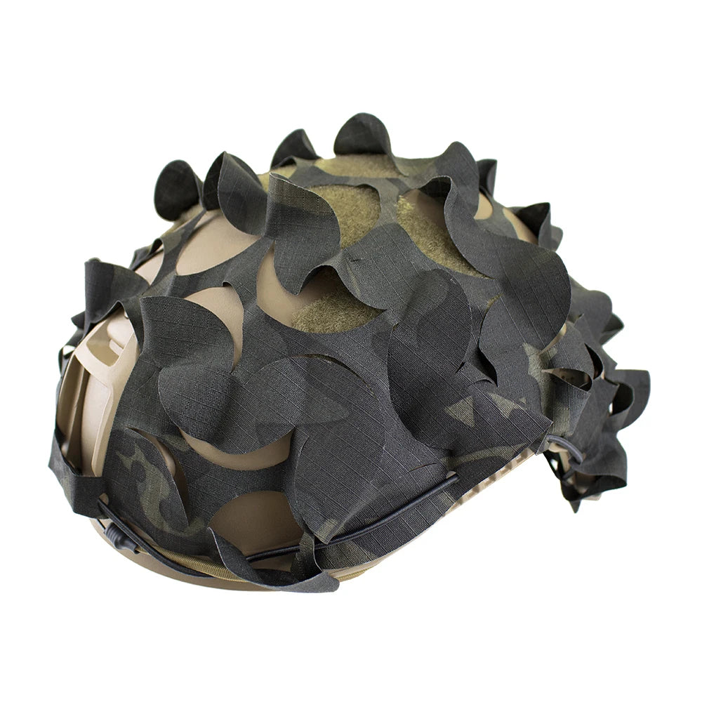 3D Camo Net Airsoft Helmet Cover Laser Cut Nylon Drawstring Helmet Scrim CS Wargame Paintball Paratrooper Hunting Accessories