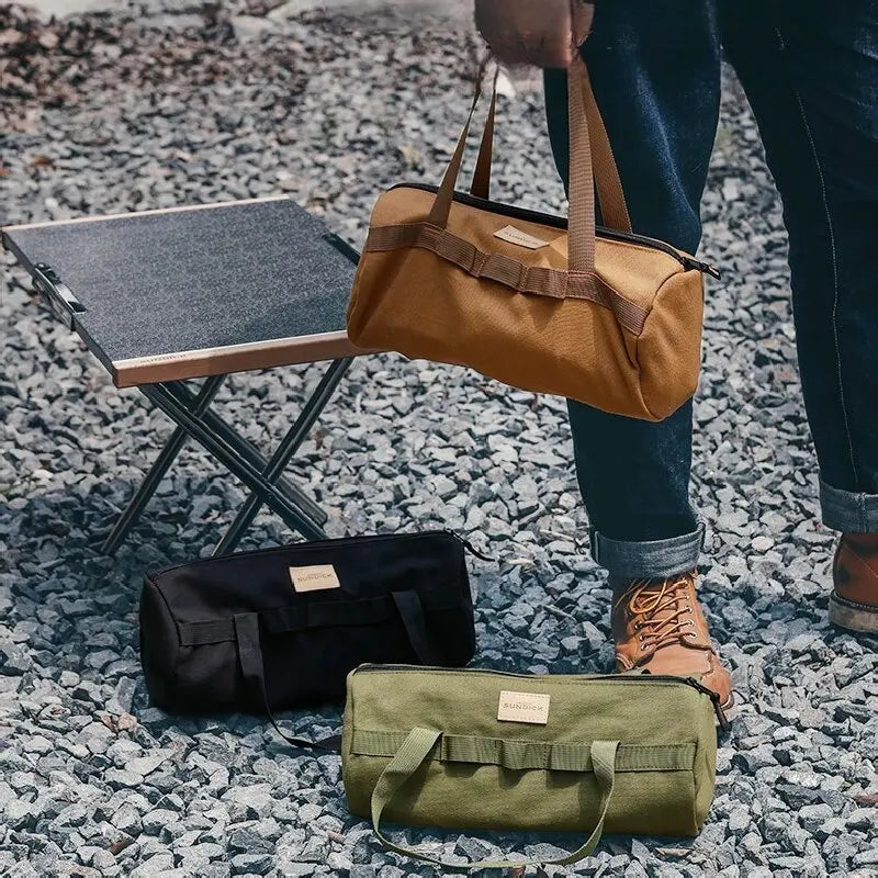 Camping Tent Ground Nail Bag Cylindrical Storage Backpack Portable Miscellaneous Pouch Outdoor Storage Toolkit Hiking Accessorie