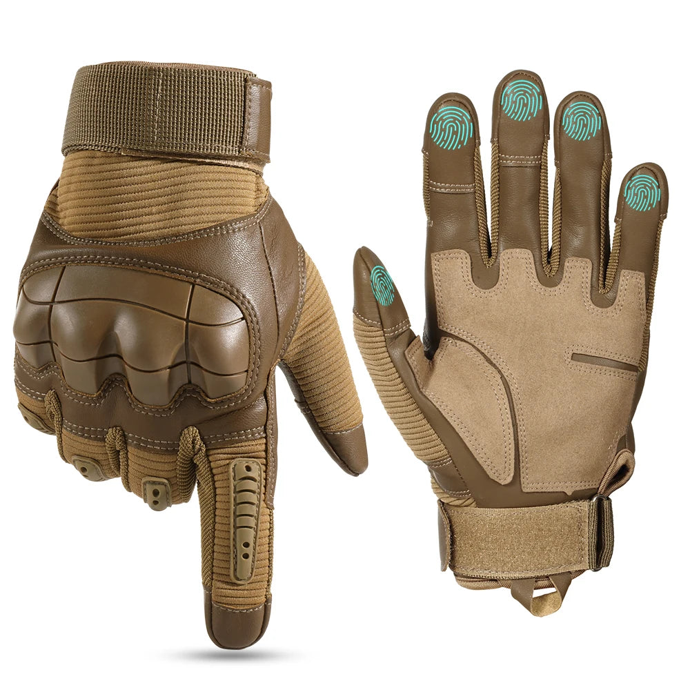 Tactical Gloves Touch Screen PU Leather Outdoor Cycling Sport Hiking Camping Hunting Shooting Bicycle Motorcycle Protective Gear