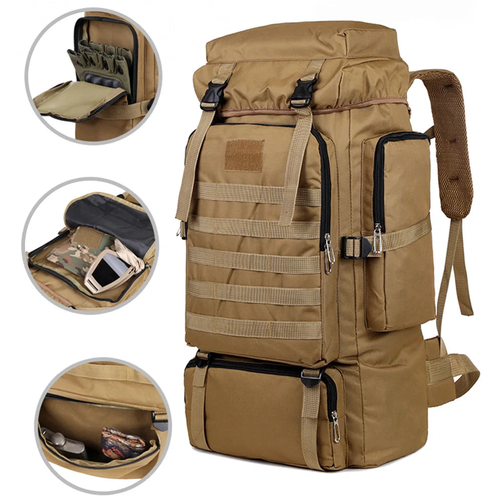 Large Capacity Hiking Backpack – Canvas Outdoor Tactical Rucksack