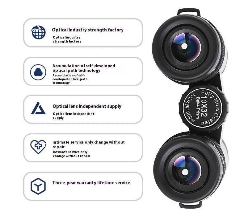 10x 32 Binoculars Portable HD High-powered Outdoor Multifunctional Telescope Outdoor Camping Climbing