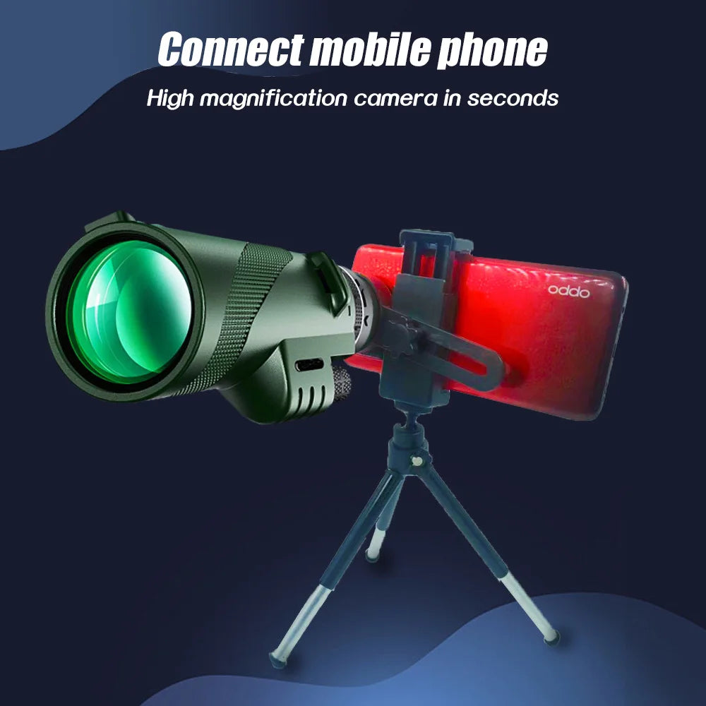 80x100 HD ZOOM Powerful Monocular Telescope Portable Binoculars Long Range Telescope Hunting Camping With Tripod Phone Clip