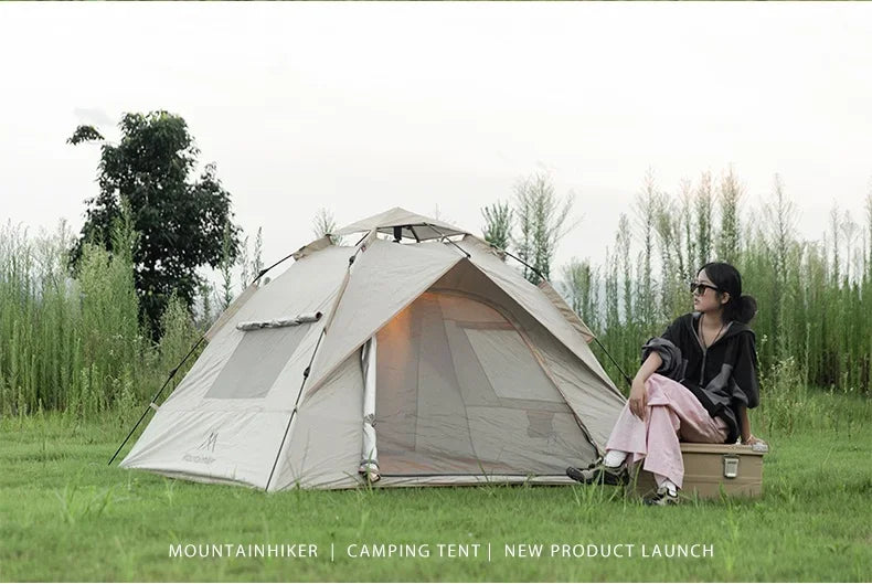 MOUNTAINHIKER Outdoor Tent – Fully Automatic, Quick-Opening, Rainproof & Sun-Resistant (3-4 Person)