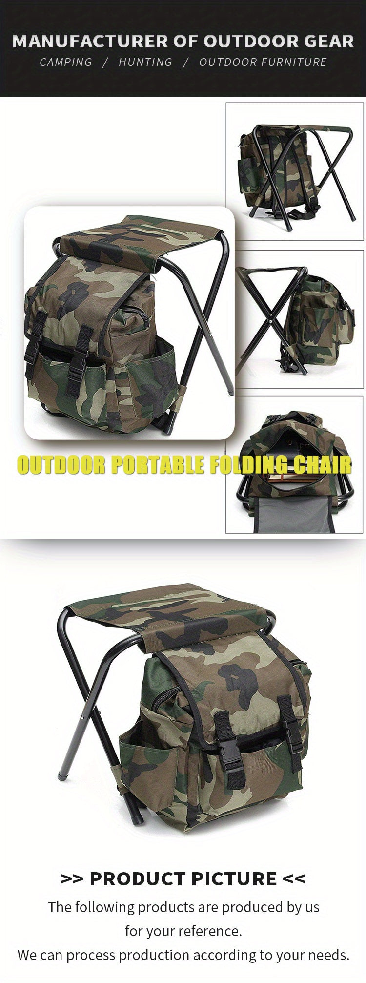 Folding Camping Chair with Backpacking Bag